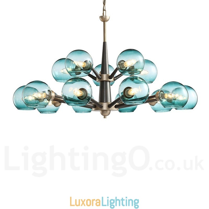 Designer Touch Decorative Retro Vintage Magic Bean Rustic Chandelier with Multi Colours Glass Shades