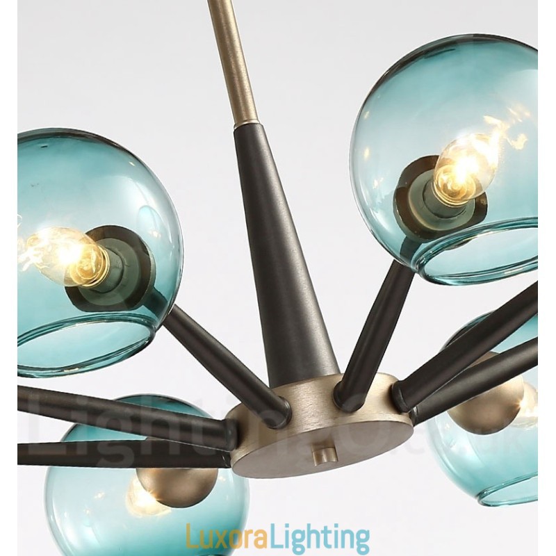 Designer Touch Decorative Retro Vintage Magic Bean Rustic Chandelier with Multi Colours Glass Shades