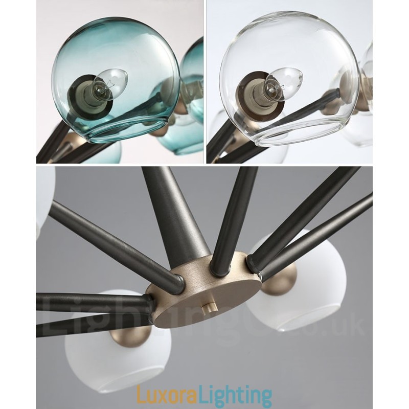 Designer Touch Decorative Retro Vintage Magic Bean Rustic Chandelier with Multi Colours Glass Shades