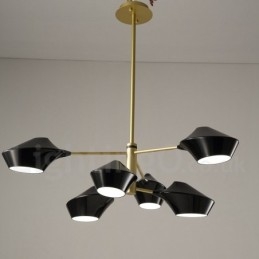 Designer Touch Decorative Modern Contemporary Pipe Chandelier with White Black Acrylic Shades