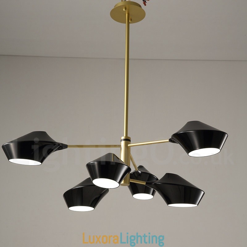 Designer Touch Decorative Modern Contemporary Pipe Chandelier with White Black Acrylic Shades