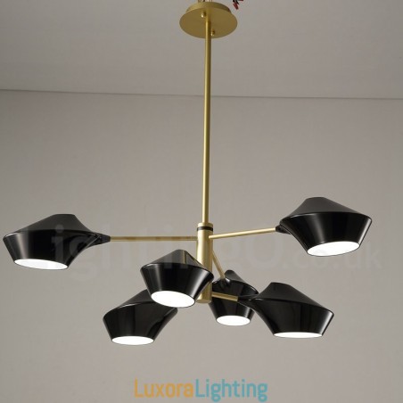 Designer Touch Decorative Modern Contemporary Pipe Chandelier with White Black Acrylic Shades