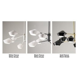 Designer Touch Decorative Modern Contemporary Pipe Chandelier with White Black Acrylic Shades