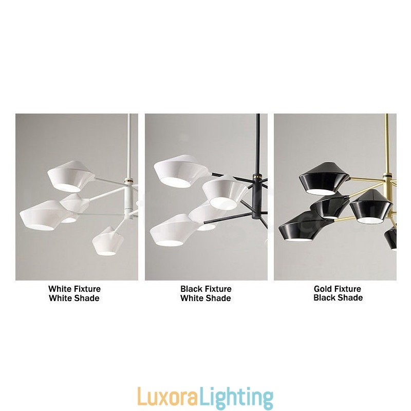 Designer Touch Decorative Modern Contemporary Pipe Chandelier with White Black Acrylic Shades