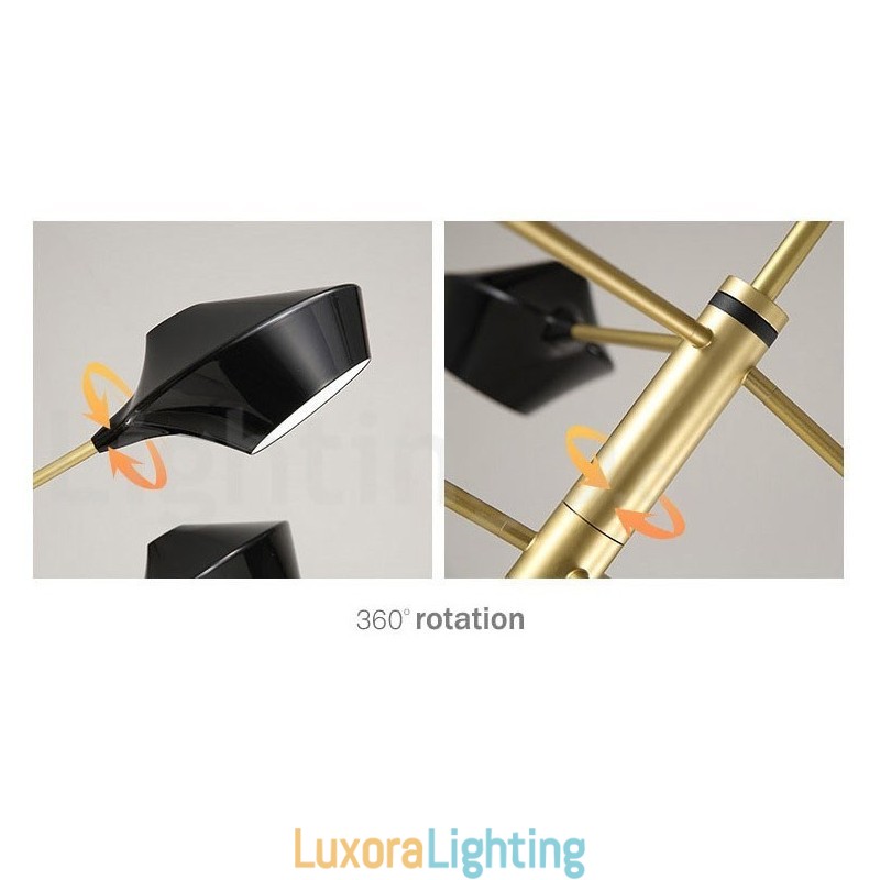 Designer Touch Decorative Modern Contemporary Pipe Chandelier with White Black Acrylic Shades