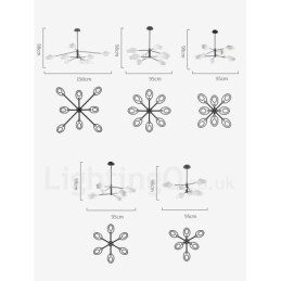 Designer Touch Decorative Modern Contemporary Pipe Chandelier with White Black Acrylic Shades