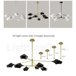 Designer Touch Decorative Modern Contemporary Pipe Chandelier with White Black Acrylic Shades