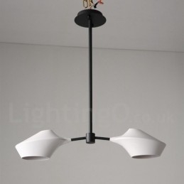 Designer Touch Decorative Modern Contemporary Pipe Chandelier with White Black Acrylic Shades