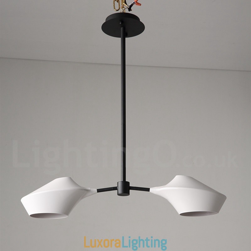Designer Touch Decorative Modern Contemporary Pipe Chandelier with White Black Acrylic Shades