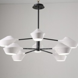 Designer Touch Decorative Modern Contemporary Pipe Chandelier with White Black Acrylic Shades