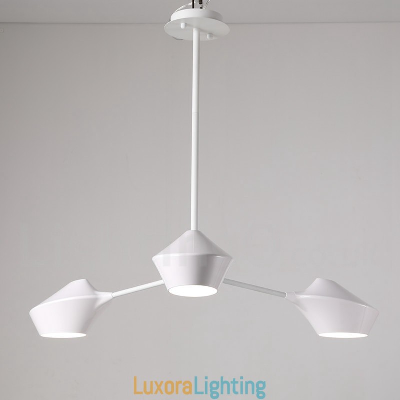 Designer Touch Decorative Modern Contemporary Pipe Chandelier with White Black Acrylic Shades