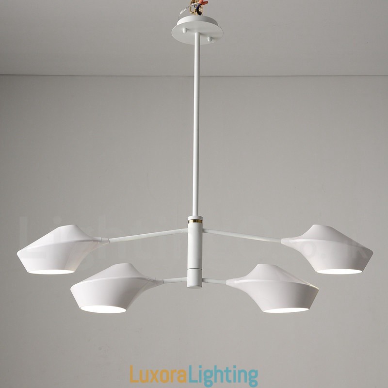 Designer Touch Decorative Modern Contemporary Pipe Chandelier with White Black Acrylic Shades