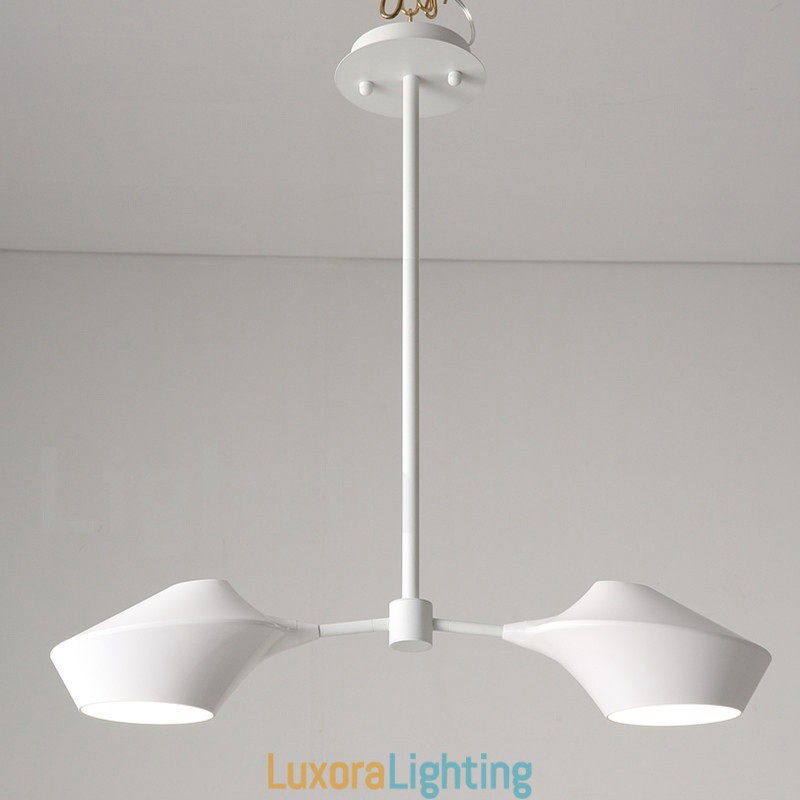 Designer Touch Decorative Modern Contemporary Pipe Chandelier with White Black Acrylic Shades