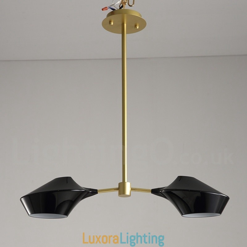 Designer Touch Decorative Modern Contemporary Pipe Chandelier with White Black Acrylic Shades