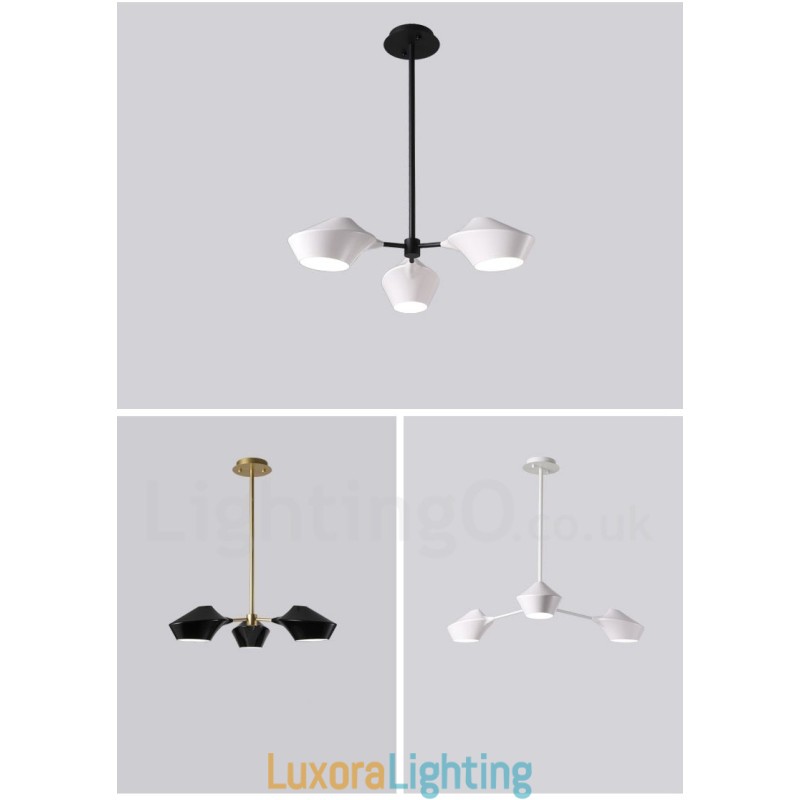 Designer Touch Decorative Modern Contemporary Pipe Chandelier with White Black Acrylic Shades