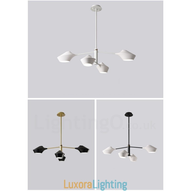Designer Touch Decorative Modern Contemporary Pipe Chandelier with White Black Acrylic Shades