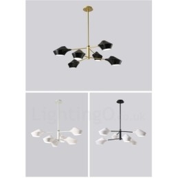 Designer Touch Decorative Modern Contemporary Pipe Chandelier with White Black Acrylic Shades