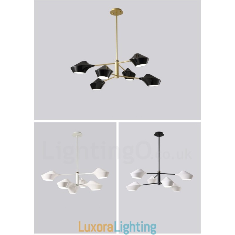 Designer Touch Decorative Modern Contemporary Pipe Chandelier with White Black Acrylic Shades