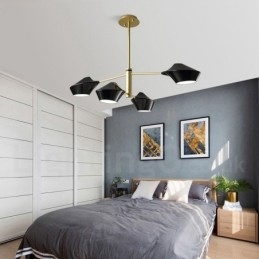 Designer Touch Decorative Modern Contemporary Pipe Chandelier with White Black Acrylic Shades