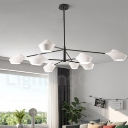 Designer Touch Decorative Modern Contemporary Pipe Chandelier with White Black Acrylic Shades