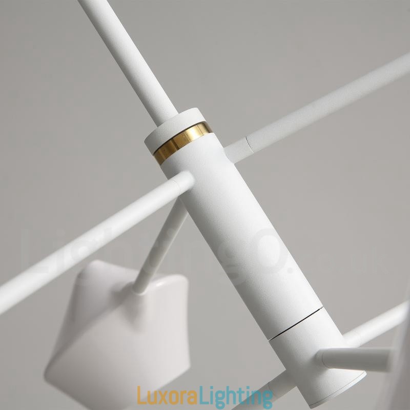 Designer Touch Decorative Modern Contemporary Pipe Chandelier with White Black Acrylic Shades