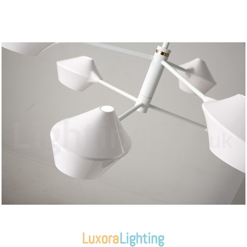 Designer Touch Decorative Modern Contemporary Pipe Chandelier with White Black Acrylic Shades