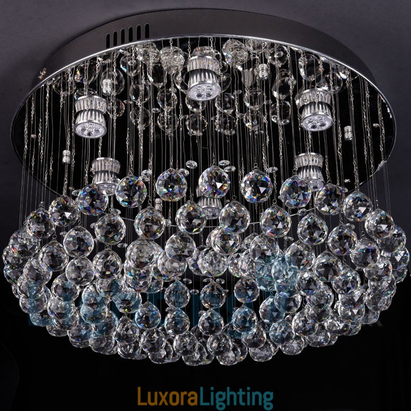 Designer Touch Decorative Modern K9 Crystal Round Flush Mount Ceiling Light