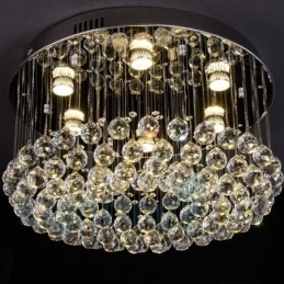 Designer Touch Decorative Modern K9 Crystal Round Flush Mount Ceiling Light