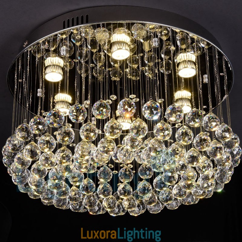 Designer Touch Decorative Modern K9 Crystal Round Flush Mount Ceiling Light
