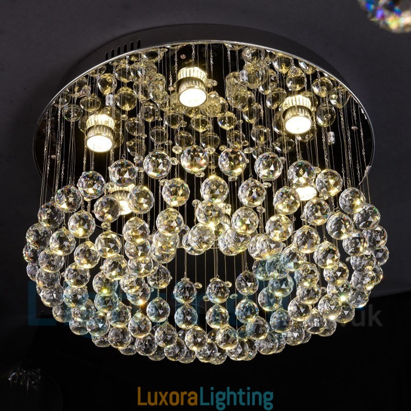 Designer Touch Decorative Modern K9 Crystal Round Flush Mount Ceiling Light