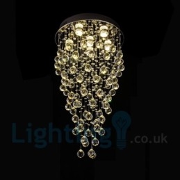 Designer Touch Decorative 6 Light Modern K9 Crystal Round Flush Mount Ceiling Light