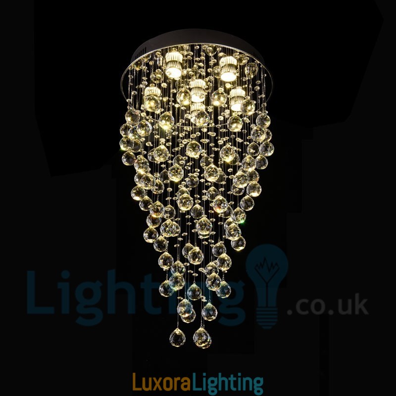 Designer Touch Decorative 6 Light Modern K9 Crystal Round Flush Mount Ceiling Light