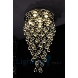 Designer Touch Decorative 6 Light Modern K9 Crystal Round Flush Mount Ceiling Light