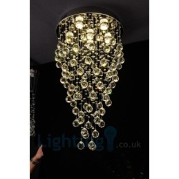 Designer Touch Decorative 6 Light Modern K9 Crystal Round Flush Mount Ceiling Light