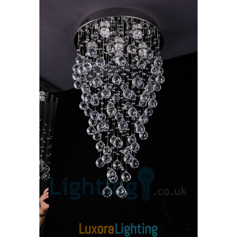 Designer Touch Decorative 6 Light Modern K9 Crystal Round Flush Mount Ceiling Light