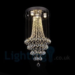 Designer Touch Decorative 4 Light Modern K9 Crystal Round Flush Mount Ceiling Light