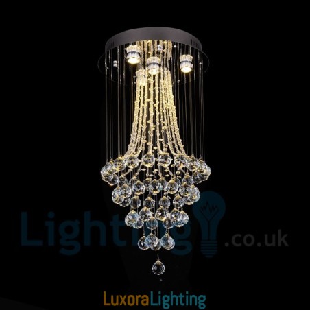 Designer Touch Decorative 4 Light Modern K9 Crystal Round Flush Mount Ceiling Light