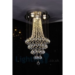 Designer Touch Decorative 4 Light Modern K9 Crystal Round Flush Mount Ceiling Light