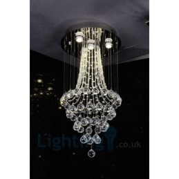 Designer Touch Decorative 4 Light Modern K9 Crystal Round Flush Mount Ceiling Light