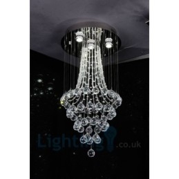 Designer Touch Decorative 4 Light Modern K9 Crystal Round Flush Mount Ceiling Light