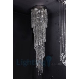 Designer Touch Decorative 4 x GU10 + 8 x G4 150CM Long Crystal Drop Light Modern K9 Crystal Round Flush Mount Ceiling Light
