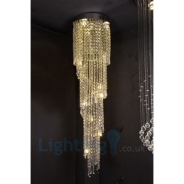 Designer Touch Decorative 4 x GU10 + 8 x G4 150CM Long Crystal Drop Light Modern K9 Crystal Round Flush Mount Ceiling Light
