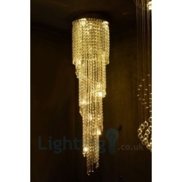 Designer Touch Decorative 4 x GU10 + 8 x G4 150CM Long Crystal Drop Light Modern K9 Crystal Round Flush Mount Ceiling Light