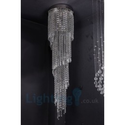 Designer Touch Decorative 4 x GU10 + 8 x G4 150CM Long Crystal Drop Light Modern K9 Crystal Round Flush Mount Ceiling Light