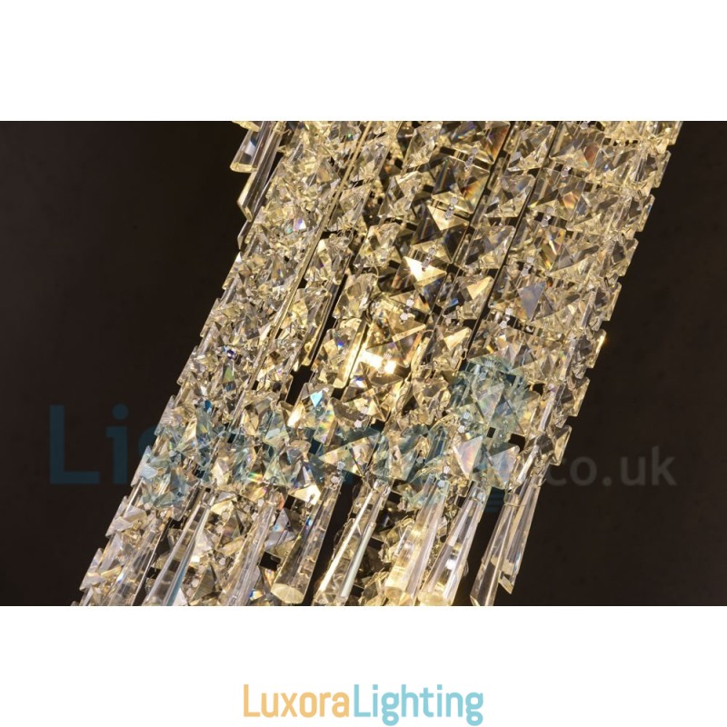 Designer Touch Decorative 4 x GU10 + 8 x G4 150CM Long Crystal Drop Light Modern K9 Crystal Round Flush Mount Ceiling Light