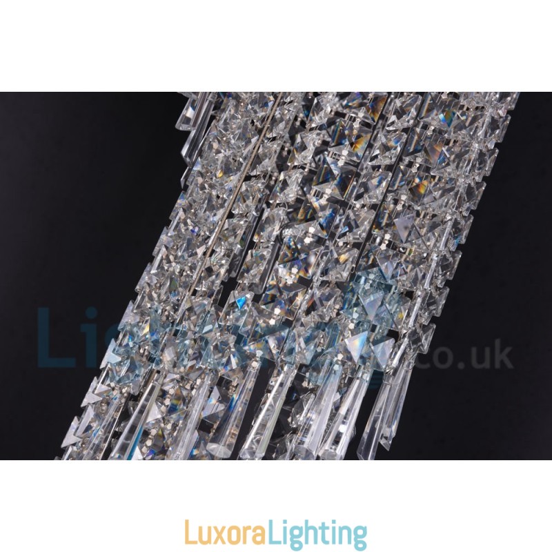 Designer Touch Decorative 4 x GU10 + 8 x G4 150CM Long Crystal Drop Light Modern K9 Crystal Round Flush Mount Ceiling Light
