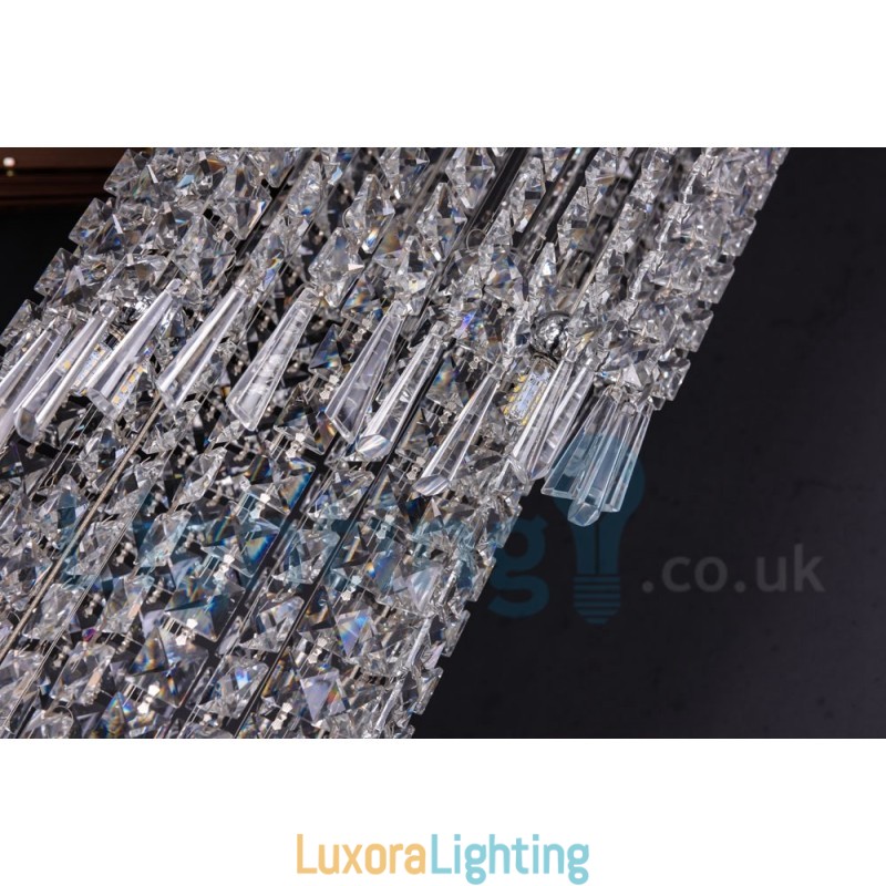 Designer Touch Decorative 4 x GU10 + 8 x G4 150CM Long Crystal Drop Light Modern K9 Crystal Round Flush Mount Ceiling Light