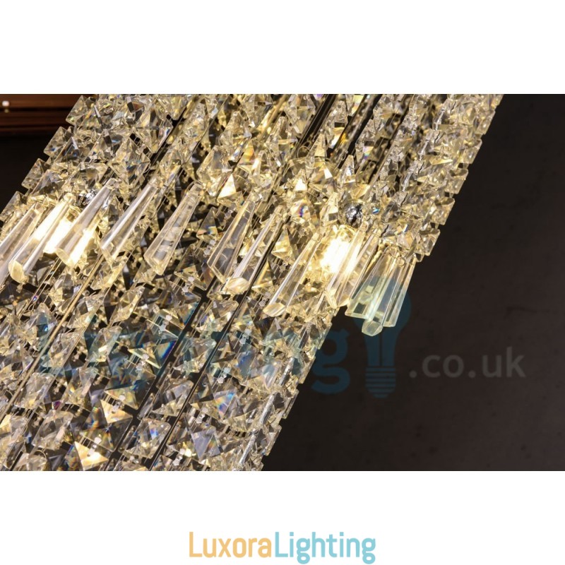 Designer Touch Decorative 4 x GU10 + 8 x G4 150CM Long Crystal Drop Light Modern K9 Crystal Round Flush Mount Ceiling Light
