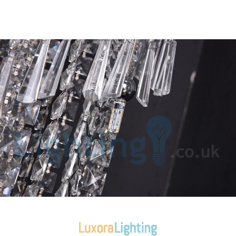 Designer Touch Decorative 4 x GU10 + 8 x G4 150CM Long Crystal Drop Light Modern K9 Crystal Round Flush Mount Ceiling Light