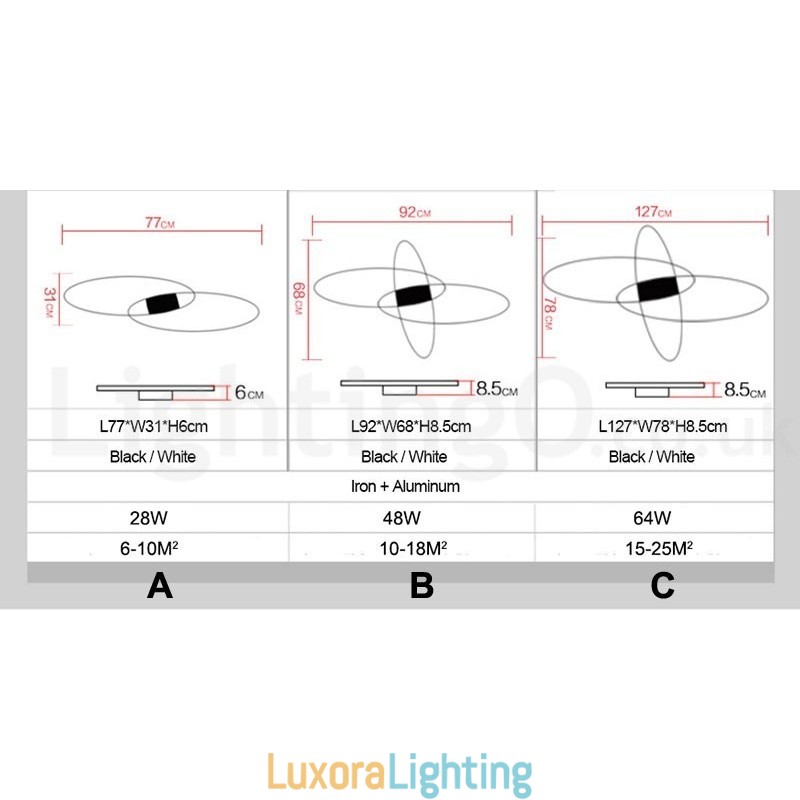 Designer Touch Decorative Dimmable Oval Modern Comtemporary Alumilium Ceiling Light Flush Mount Lamp Also Can Be Used As Wall Light